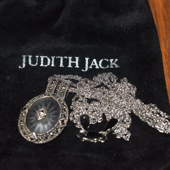 Vintage Sterling Silver Judith Jack Camphor Necklace & Earrings Set Plus Ring - Picture 6 of 16